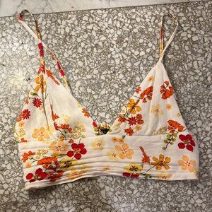 Forever 21 Floral Smocked Crop Top